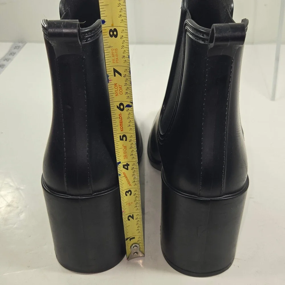 Cushionaire Womens Memory Foam Chelsea Rain Boots Black Block Heel‎ Size 10